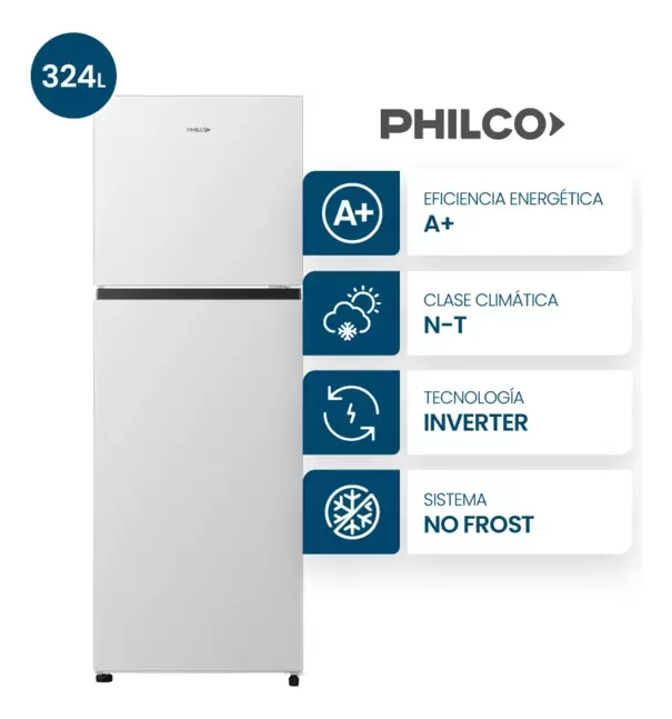Heladera Philco 324L No Frost Inverter Top Mount BCA PHNT324BDI
