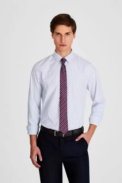 Camisa de vestir rayada azul marino