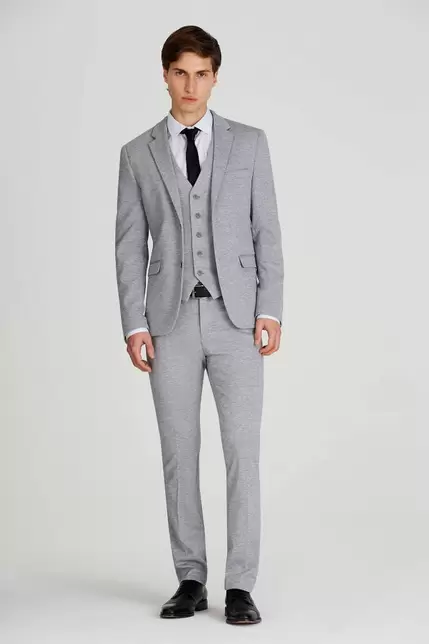 Pantalon vestir melange gris claro