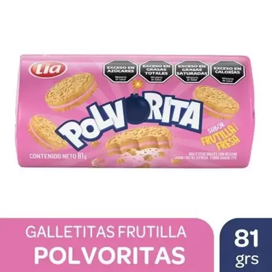 GALLETAS POLVORITA VAINILLA RELLENO FRUTILLA X 81 GR.