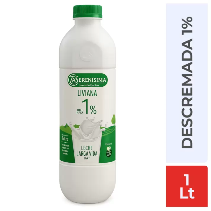Leche La Serenísima UAT Parcialmente Descremada 1% Liviana Pet 1L