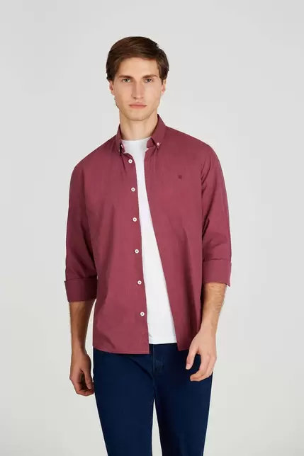 Camisa sport melange bordó
