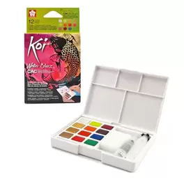 Set de acuarelas Sakura Koi x12 Hp 4 metálicas y 8 fluo