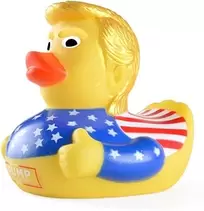 Self-Recovering Rubber Duck Bath Toys - 4 Inch Large Trump Ducks, 1 Piece - Patriotic Stars & Stripes Design, Funny Jeep Dashboard Decorations, Perfect, Kids Birthday Party Favors