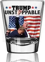 President 2oz Shot Glass Made in America & Dishwasher Safe Fist Pump Fight Patriotic Gift by