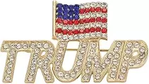 Crystal Trump Brooch with The USA Flag Word Brooch Pin Souvenir for United States of 2025 Presidential Election