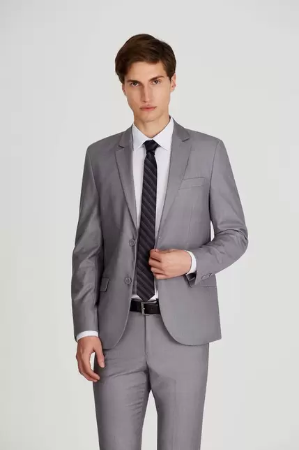 Traje SS100 liso ultra entallado gris claro