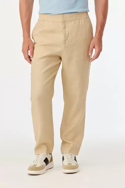 Linen Cropped Pleat Chino