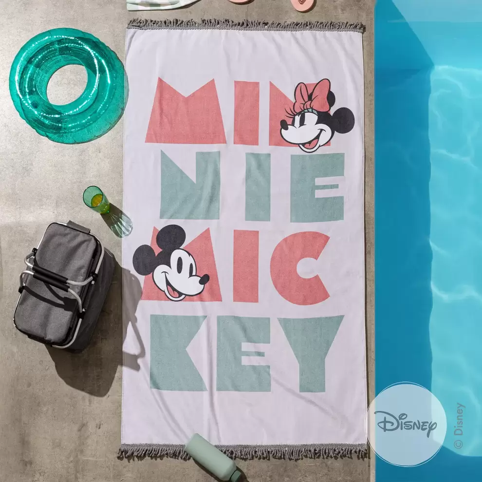 Toallón Playero Extra Large de Algodón Disney Mickey y Minnie