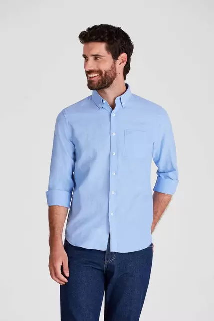 Camisa casual oxford lisa celeste claro