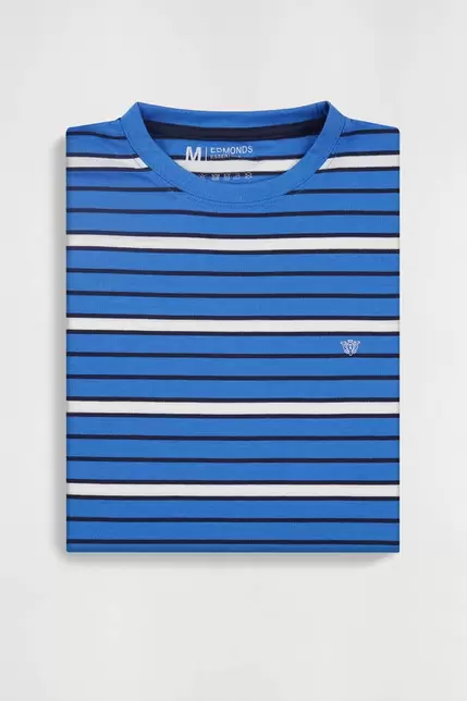 Remera jersey rayada celeste