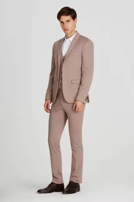 Pantalon vestir melange tostado