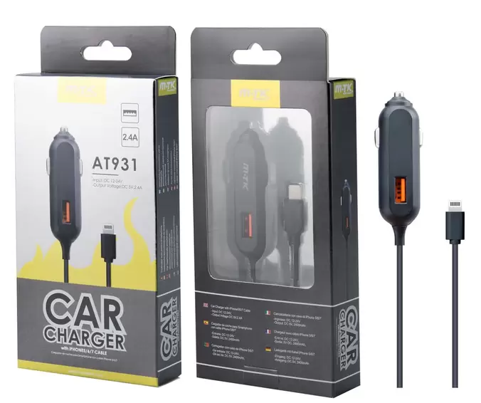 Cargador para AutoM-Tk At931 Cable Iphone Negro