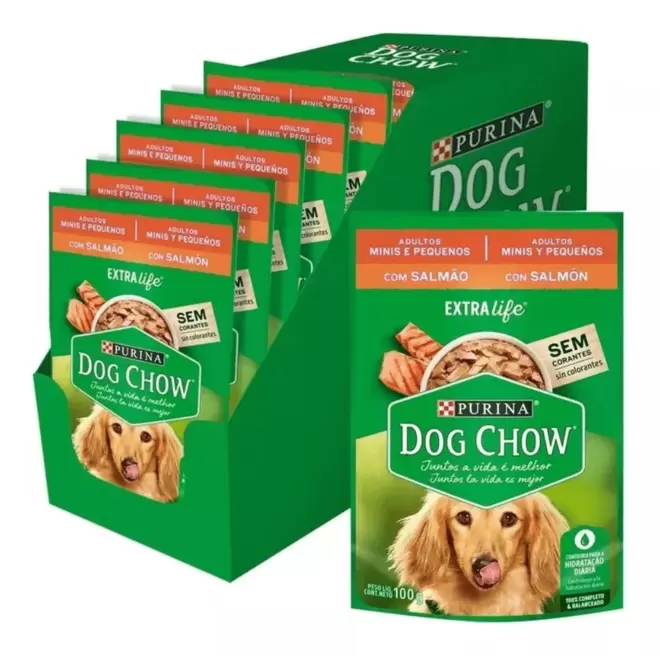 Caja x15 Alimento Húmedo Pouch  DOGCHOW Ad Rz Peq FestivalSalmón x100g