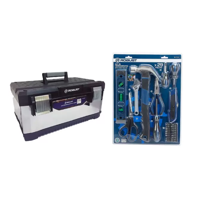Combo Set De Herramientas + Caja Herramientas Metalica