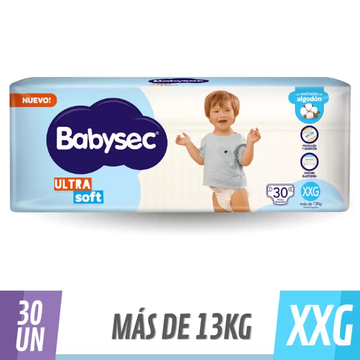 Pañal Babysec Ultra Soft Hiper XXG 30 un