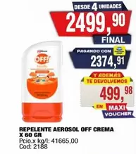 Off - REPENTE AEROSOL CREMA X 60 GR