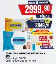 Estrella - TOALLITAS HUMEDAS x 50u