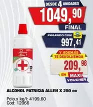 Patricia Allen - ALCOHOL PATRICIA ALLEN X 250 cc