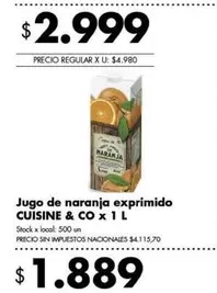 X$ - Jugo de naranja exprimido