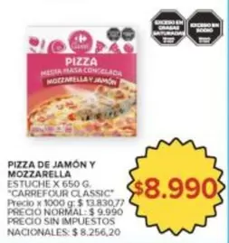 X$ - Pizza de jamón y mozzarella
