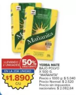 Mañanita - YERBA MATE BAJO POLVO