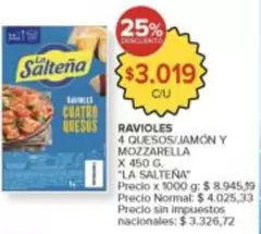 La Salteña - RAVIOLES CUATRO QUESOS