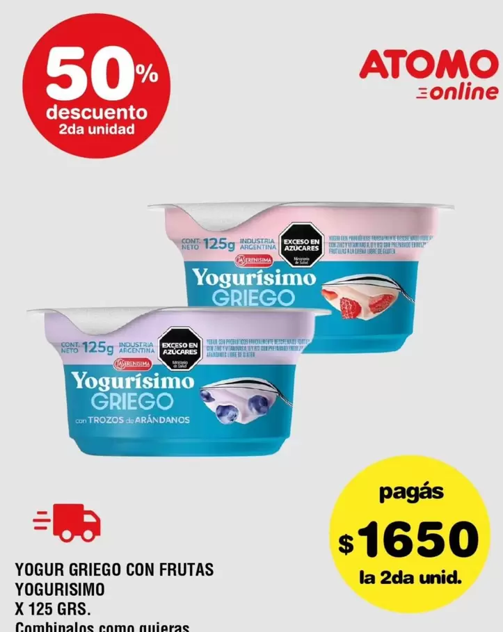 Atomo - YOGUR GRIEGO CON FRUTAS