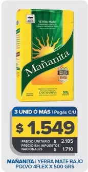 Mañanita - YERBA MATE BAJO POLVO 4FLEX