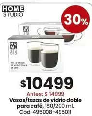 Vasos/tazas de vidrio doble para café, 180/200 ml. Cod. 495008-495011