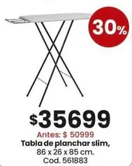 X$ - Tabla de planchar slim, 86 x 26 x 85 cm. Cod. 561883