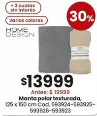 X$ - Manta polar texturada, 125 x 150 cm Cod. 593924-593925-593926-593923