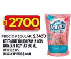 Ecovita - DETERGENTE LÍQUIDO PARA LA ROPA BABY CARE