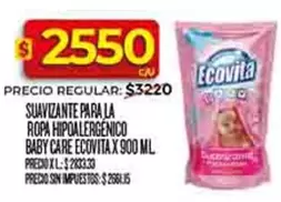 Ecovita - SUAVIZANTE PARA LA ROPA HIPOALERGENICO BABY CARE