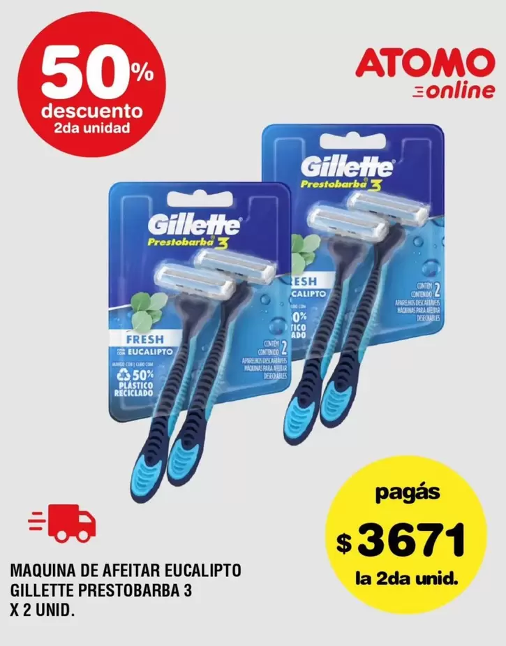 Gillette - MAQUINA DE AFITAR EUCALIPTO PRESTOBARBA 3