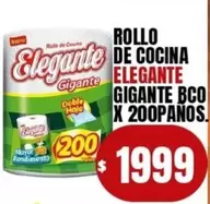 Elegante - ROLLO DE COCINA GIGANTE BCO X 200 PANOS