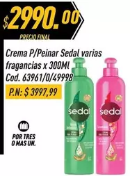 Sedal - Crema P/Peinar varias fragancias x 300Ml Cod. 63961/0/49998