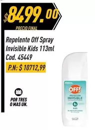 Off - Repelente  Spray Invisible Kids 113ml Cod. 45449