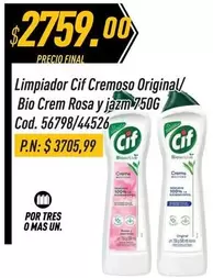 Cif - Limpiador Cremoso Original/Bio Crem Rosa y jazm 750G Cod. 56798/44526