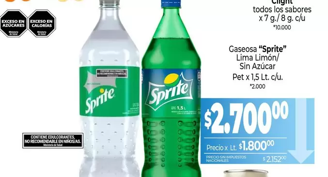 Sprite - Gaseosa Lima Limón Sin Azúcar