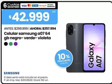 Samsung - Celular a07 64 gb negro-verde-violeta