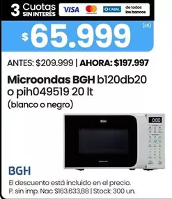 BGH - Microondas b120db20 o pih049519 20 lt