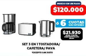 66 - SET 3 EN 1 TOSTADORA/CAFETERA/PAVA