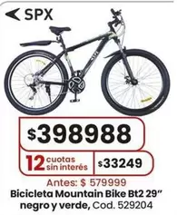 Negro - Bicicleta Mountain Bike Bt2 29" negro y verde, Cod. 529204