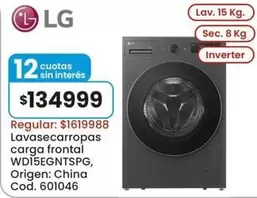 LG - Lavasecarropas carga frontal WD15EGNT5PG
