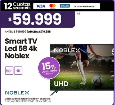Noblex - Smart TV Led 58 4k