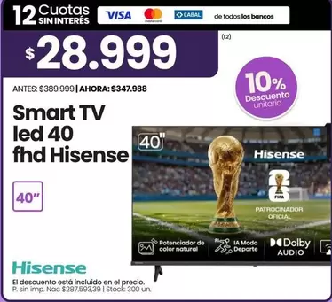 Hisense - Smart TV led 40 fhd