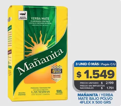Mañanita - YERBA MATE BAJO POLVO 4FLEX
