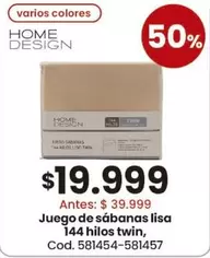 Juego de sábanas lisa 144 hilos twin, Cod. 581454-581457