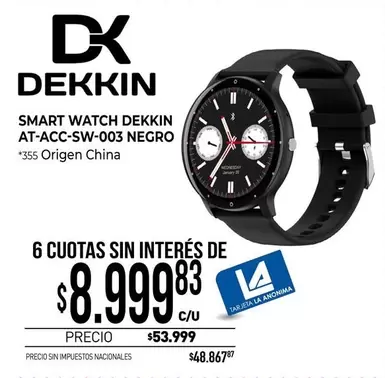 Negro - SMART WATCH DEKKIN AT-ACC-SW-003 NEGRO
